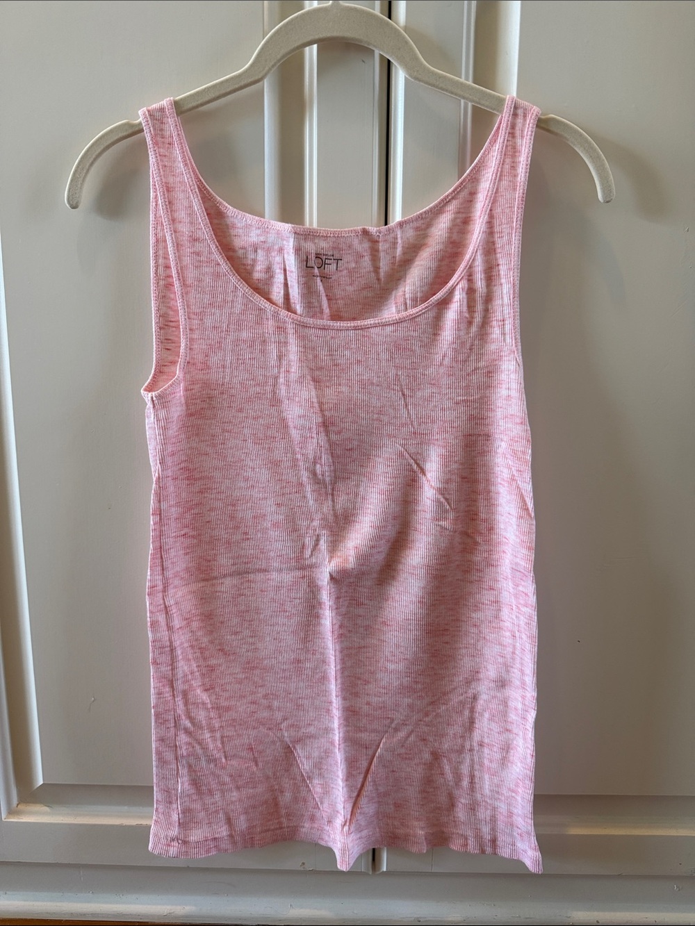 LOFT Light Pink Heather Scoop Neck Tank - medium